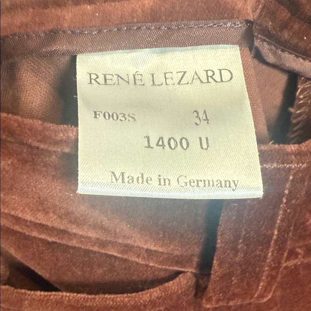 Vintage René Lezard Brown Velvet Trousers Straight Leg Made in Germany Sz 34 - Picture 6 of 10